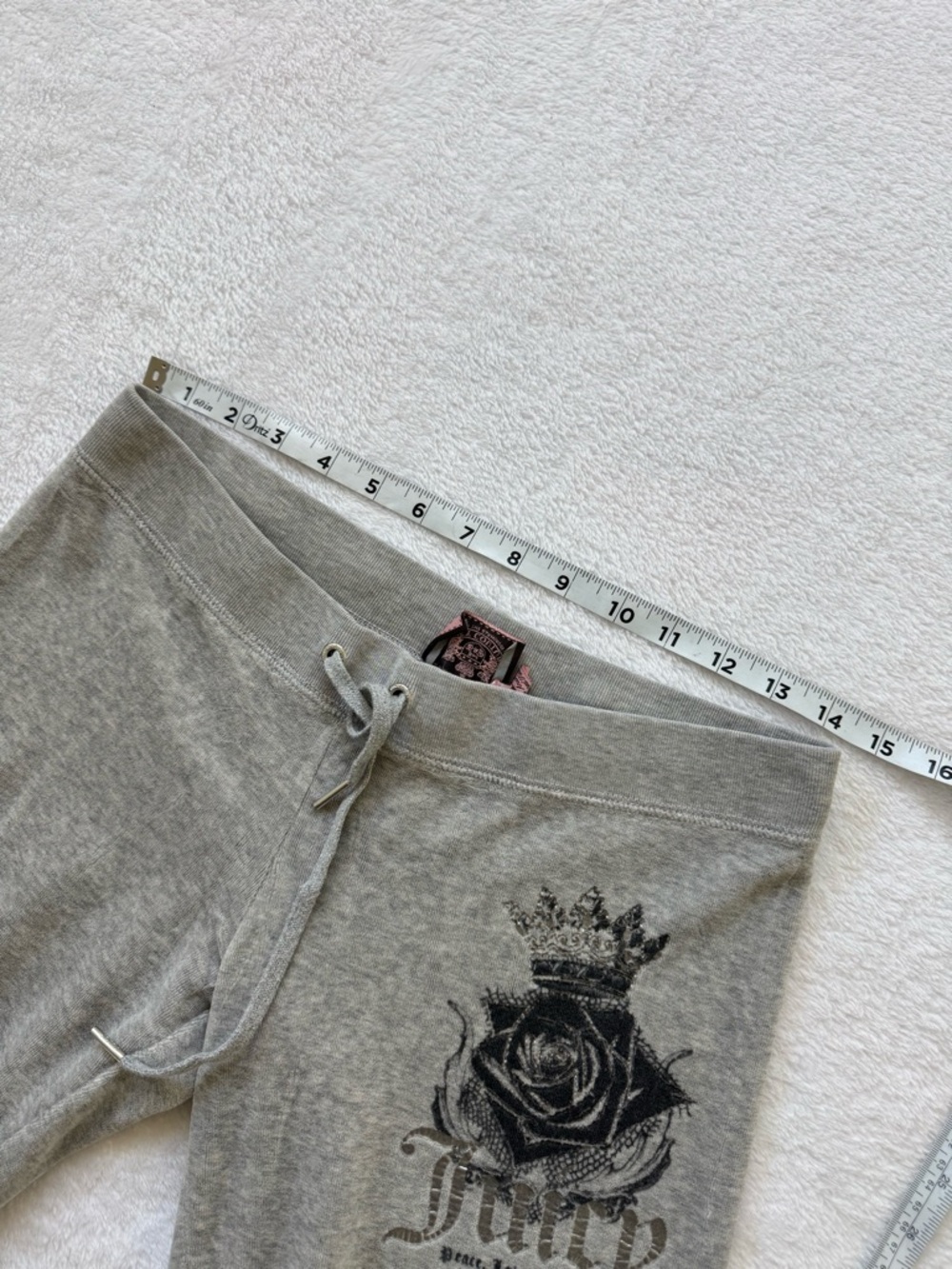 Y2K Juicy Couture Gray Graphic Drawstring Sweatpants - Picture 7 of 8